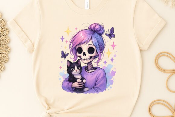 Download Cat T-shirt Sublimation Skeleton Girl - Sublimation skeleton Collection