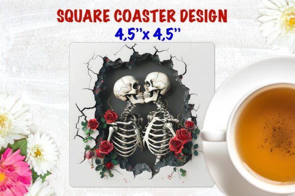 Download Square Coaster Sublimation Skeleton Love - Sublimation skeleton Collection