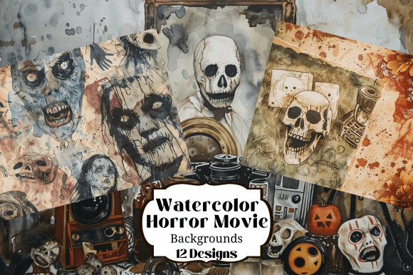 Download 12 Watercolor Horror Movie Illustrations - Premium Resources